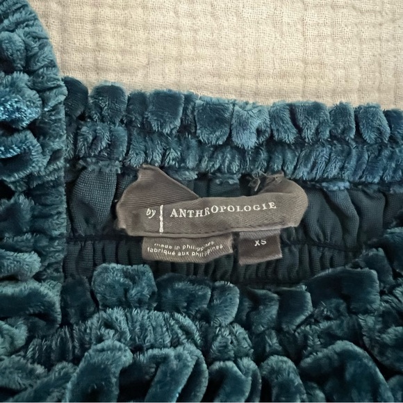 Anthropologie Puff-Sleeved Velvet Blouse - Picture 7 of 8